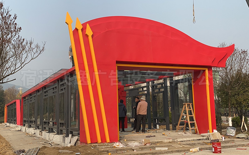 杭州部队灯箱军旅文化长廊廊架生产安装完成